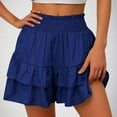 thumbnail image 1 of Flowy Shorts Ruffled High Banded Waisted for Women Athletic Tennis Shorts Wide Leg Tiered Pleated Summer Shorts Casual Comfy Loose Shorts, Blue (XX-Large), 1 of 6