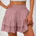 thumbnail image 1 of Flowy Shorts Ruffled High Banded Waisted for Women Athletic Tennis Shorts Wide Leg Tiered Pleated Summer Shorts Casual Comfy Loose Shorts, Pink (Small), 1 of 6