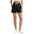 thumbnail image 1 of Flowy Shorts for Women Women's Ribber Knit Shorts, Loose Casual Loungewear Summer Short Pants, Drawstring Elastic Waist Stretchy Comfy Beach Shorts with Pockets Black XL, 1 of 7