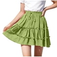 thumbnail image 1 of Flowy Shorts for Girl Lace Ruffle Tiered Mini Skirt Casual Boho High Waisted Skirt Green, 1 of 7