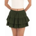 thumbnail image 1 of Flowy Shorts for Women Boho Ruffle Tiered Butterfly Skorts High Waist Mini Skirts Casual Shorts  Green M, 1 of 6