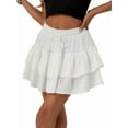 thumbnail image 1 of Flowy Shorts for Women Boho Ruffle Tiered Butterfly Skorts High Waist Mini Skirts Casual Shorts White M, 1 of 8