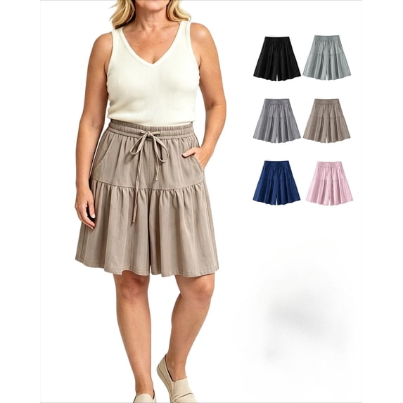 Flowy Shorts for Women, Skirt Shorts for Women Dressy Plus Size Cotton