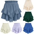 thumbnail image 1 of Flowy Skater Skirt with Ruffle Casual Tennis Skirt Solid Color Lace Comfort Stretch Waistband for Daily Wear Neon Skirt XL, 1 of 3