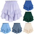 thumbnail image 1 of Flowy Skater Skirt with Ruffle Casual Tennis Skirt Solid Color Lace Comfort Stretch Waistband for Daily Wear Neon Skirt XS, 1 of 3