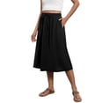 thumbnail image 1 of Flowy Skirt Midi Length Elastic High Waist A-Line Skirt with Pockets, Summer Solid Color Drawstring Side Pocket Casual Loose Skirt, Limited Time Off, 1 of 5