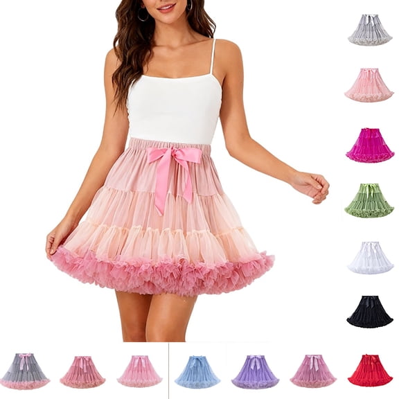 Flowy Skirt for Women Carnival Layered Elegant Ballet Puff High Waist Party Wear Dance Soft Waistband Casual Womens Skirts Pink2