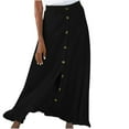 thumbnail image 1 of Flowy Skirt for Women Summer Button Up Casual Beach Maxi Skirt High Waist Bohemian Swing Long Length Skirts, 1 of 5