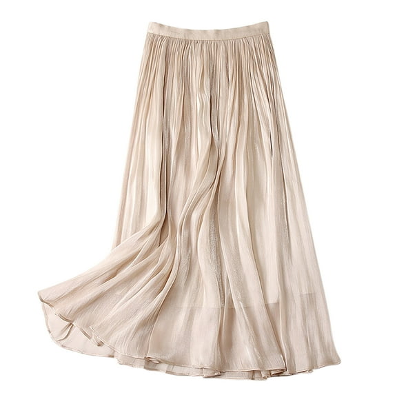 Flowy Skirts For Women Sevevn Women's Summer New High Waist Cool And Comfortable-line Skirt Large Size Temperament Elastic Waist Mid Length Skirt