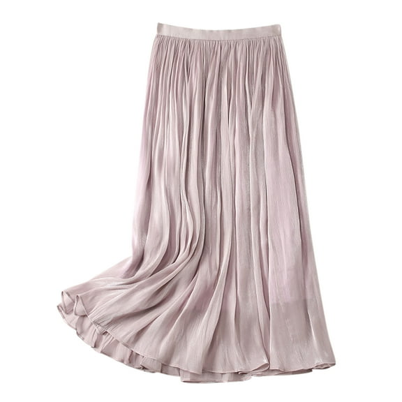 Flowy Skirts For Women Sevevn Women's Summer New High Waist Cool And Comfortable-line Skirt Large Size Temperament Elastic Waist Mid Length Skirt