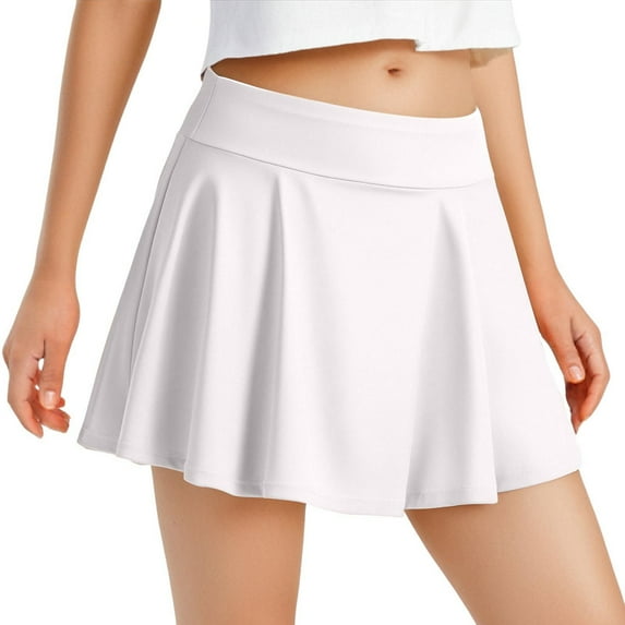 Flowy Skirts for Women High Waisted Solid Color Butterfly Shorts Lightweight Tummy Control Boho Skirts for Women,White,S