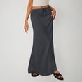 thumbnail image 1 of Flowy Skirts for Women Summer Drawstring Waist a Line Skirts Vacation Trendy Comfy Boho Long Skirt Dark Gray L, 1 of 6