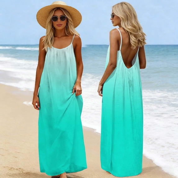 Flowy Sleeveless Long Sundress for Women with Spaghetti Straps