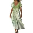 thumbnail image 1 of Flowy Summer Dresses for Women Trendy V Neck Short Sleeve Midi Maxi Dress Fashion Vintage Floral Graphic Sundresses Loose Casual A-Line Dress Below Knee Beach Vacation Dresses with Pockets, 1 of 5