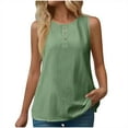 thumbnail image 1 of Flowy Tank Top for Women Cotton Linen Summer Button Roudn Neck T Shirts Sleeveless Loose Fit Fashion Tops 2025, 1 of 6