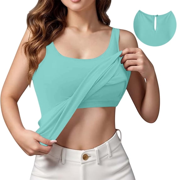 Flowy Tank Tops for Women Racerback Sleeveless, Built-In Bra, Workout Yoga Undergarment Spaghetti Strap Tank Top M