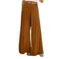 thumbnail image 1 of Flowy Wide Leg Pants For Women Elastic Waist Side Slit Drawstring Palazzo Pants Casual Vacation Coffee M, 1 of 6