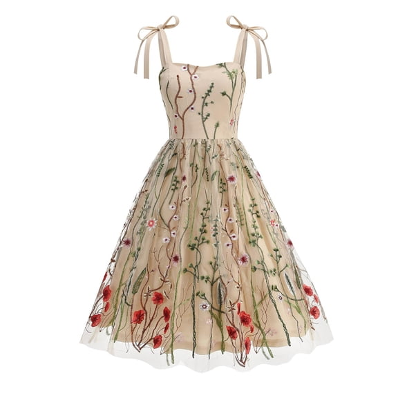 Flowy Womens Lace Dress for Wedding Pageant Party Retro Dresses Princess Bridesmaid Maxi Gown
