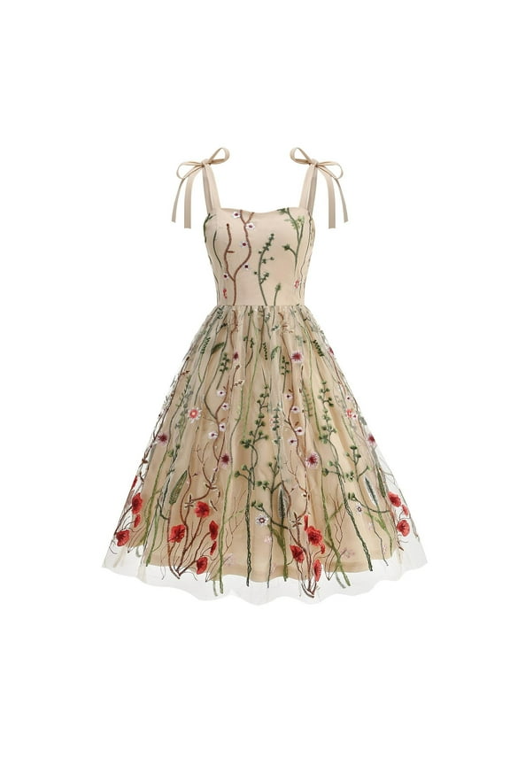 Flowy Womens Lace Dress for Wedding Pageant Party Retro Dresses Princess Bridesmaid Maxi Gown