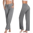thumbnail image 1 of Flowy Workout Yoga Pants Drawstring Women Pockets High Waist Lounge Casual Leggings Running Walking Loose Fitting Trousers Grey L, 1 of 9