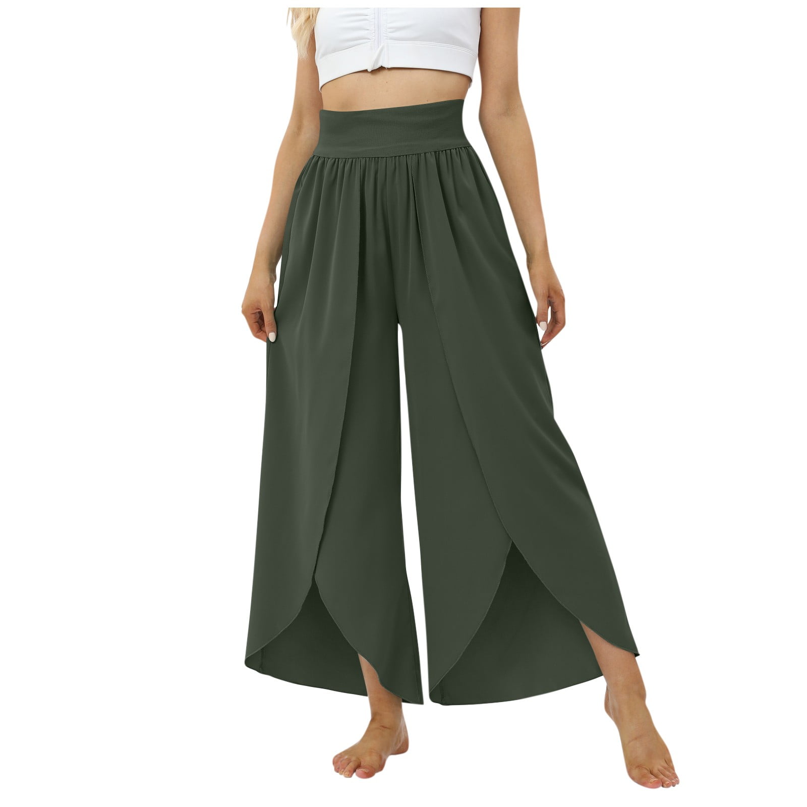 Flowy Yoga Pants Flowy Split Wide Leg Pants High Waisted Yoga Pants Baggy  Hippie Pants Soft Pilates Pants Boho Beach Pants