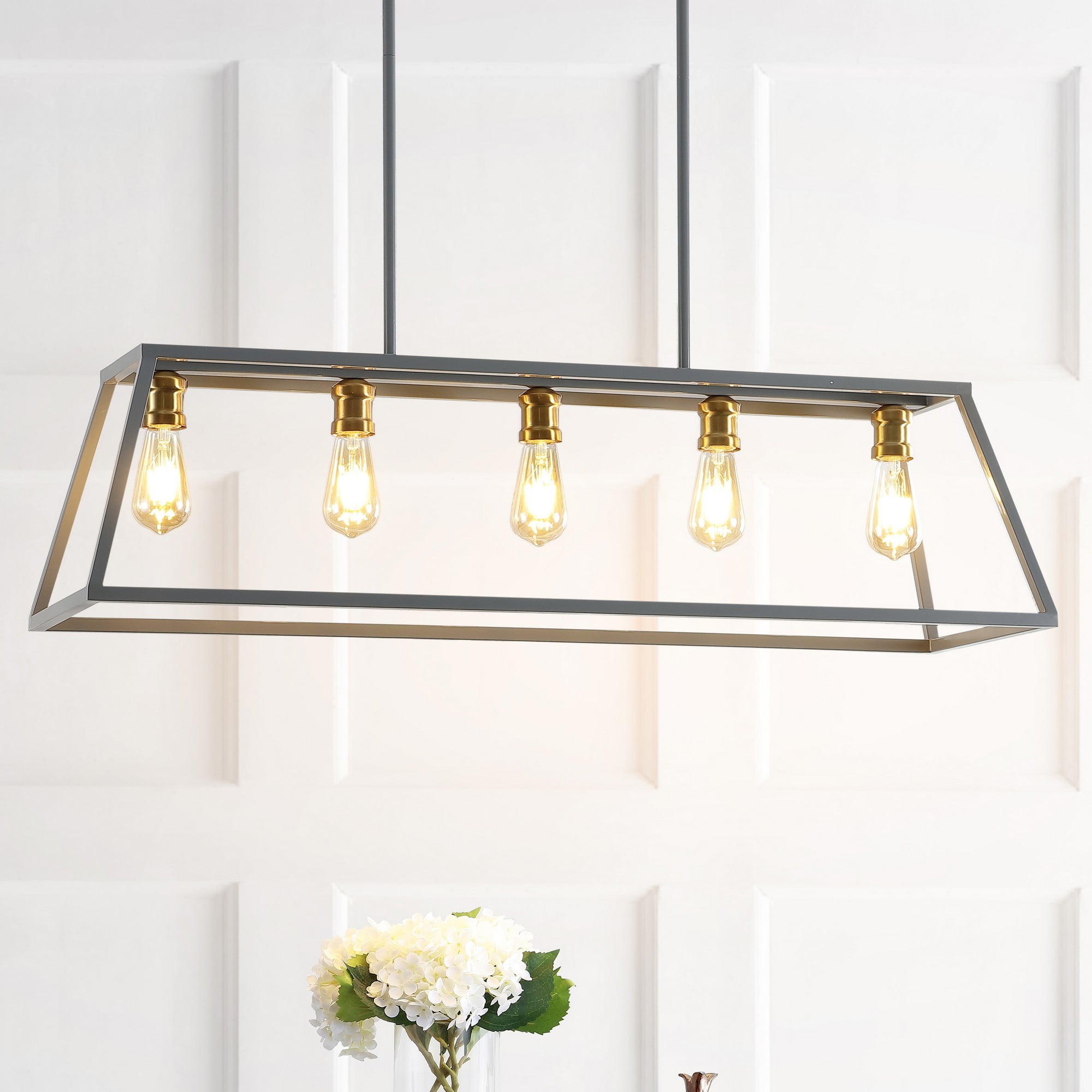 Floyd Satin Gray and Brass Gold 48'' Vintage Farmhouse LED Pendant