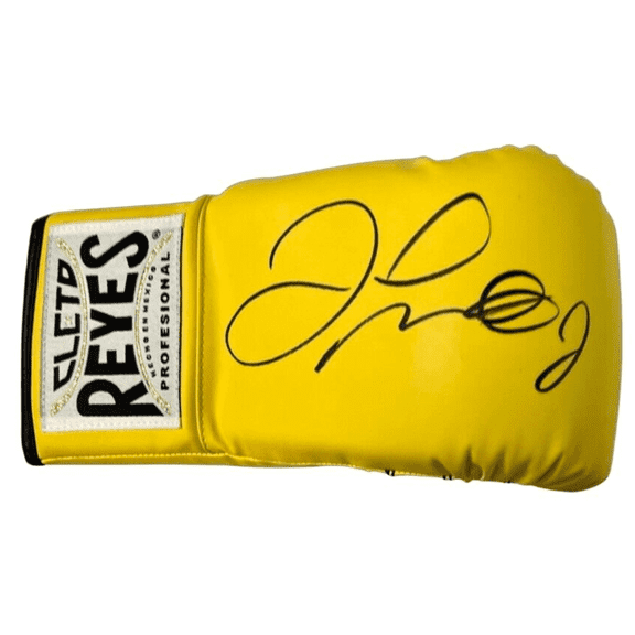 Floyd Mayweather Jr. Signed Autographed Yellow Reyes Boxing Glove JSA Right