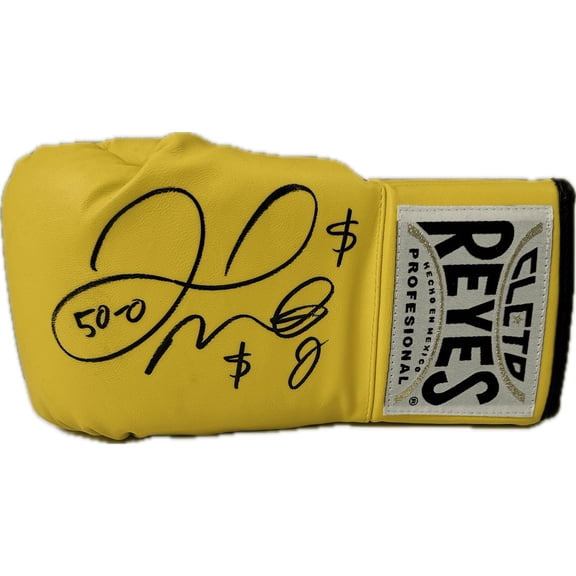 Floyd Mayweather Jr Signed Yellow Cleto Reyes Boxing Glove JSA Left w/50-0 $
