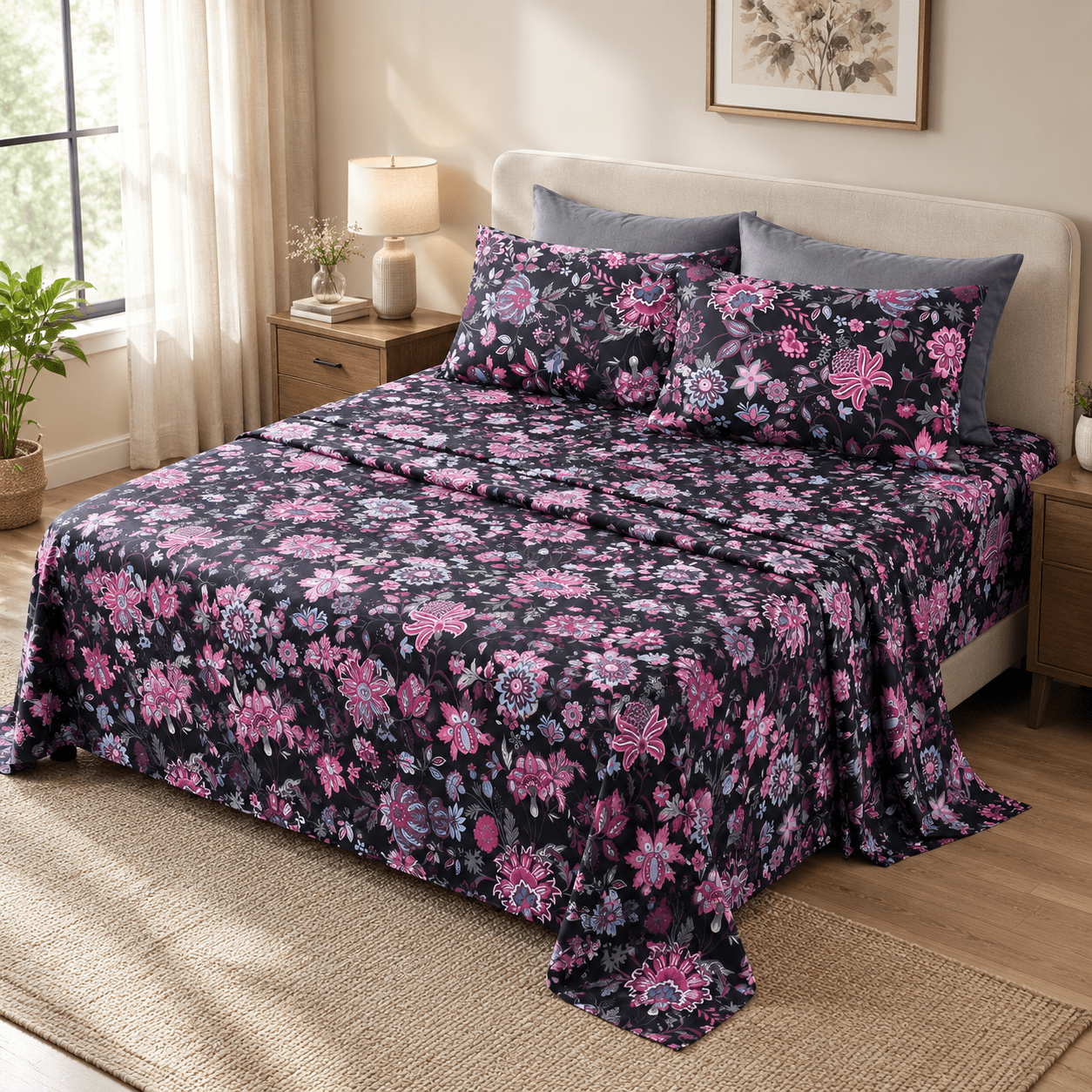 Flpattern Bed Sheet Set King Size 18-24