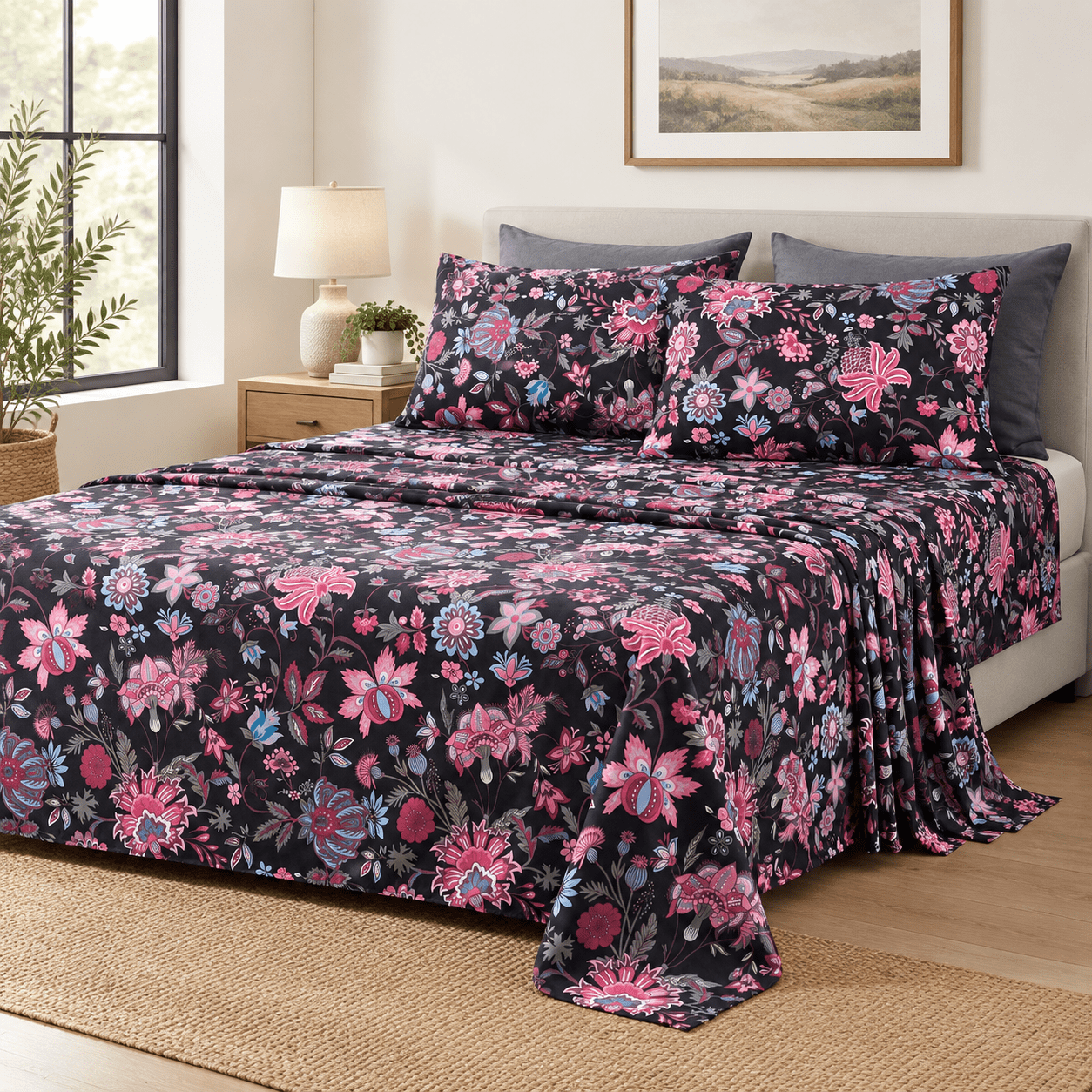 Flpattern Bed Sheet Set Queen Size 18-24