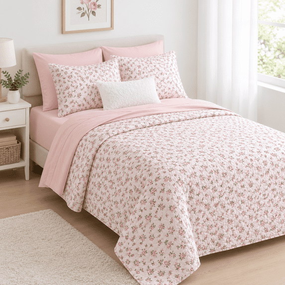 - Flquilt Set Coquettetagecore Shabby Chic Flower Pattern For Women ...