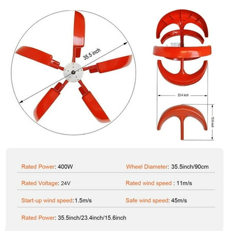 Flroha Adjustable Speed Wind Turbine Adjustable Wind Turbine Generator with Controller Aerodynamic Shape Wind Turbine Generator for Home Monitoring and Ship classic