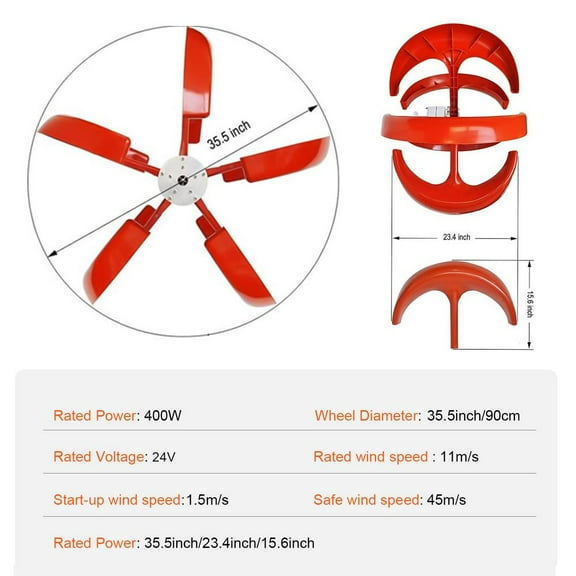 Flroha Adjustable Speed Wind Turbine Adjustable Wind Turbine Generator with Controller Aerodynamic Shape Wind Turbine Generator for Home Monitoring and Ship classic