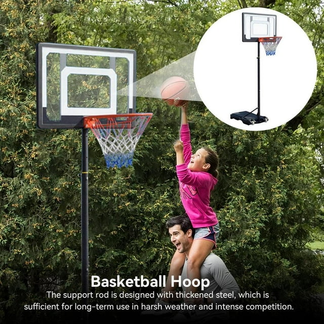 Flroha Basketball Hoop Outdoor, 2.7m/8.86Ft Adjustable Height, Swimming