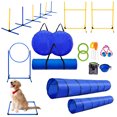 thumbnail image 1 of Flroha Dog Agility Course Backyard Set Dog Agility Course Backyard Set with 2 Tunnels Hoop Jump 2 Hurdle Jumps 6 Weave Poles Pause Box Whistle Folding Bowl Toy Ball Carry Bag robust, 1 of 9