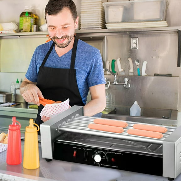 Flroha Hot Dog Roller Warmer Stainless Steel Hot Dog Sausage Roller Rack Steamer With Extra Long Wood Handle New BBQ Tools Brat Griller Duwal Temp Control , Hotdog steamer , Hot dog warmer