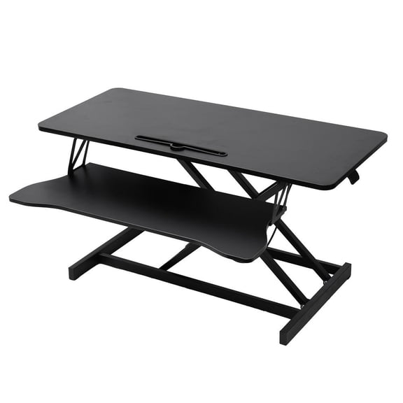 Flroha Stand up Desk Riser Manual Pneumatic Spring Iron Stable Standing Desk Converter Laptop Workstation Standing Desk Attachment for Home Schol Company pretty