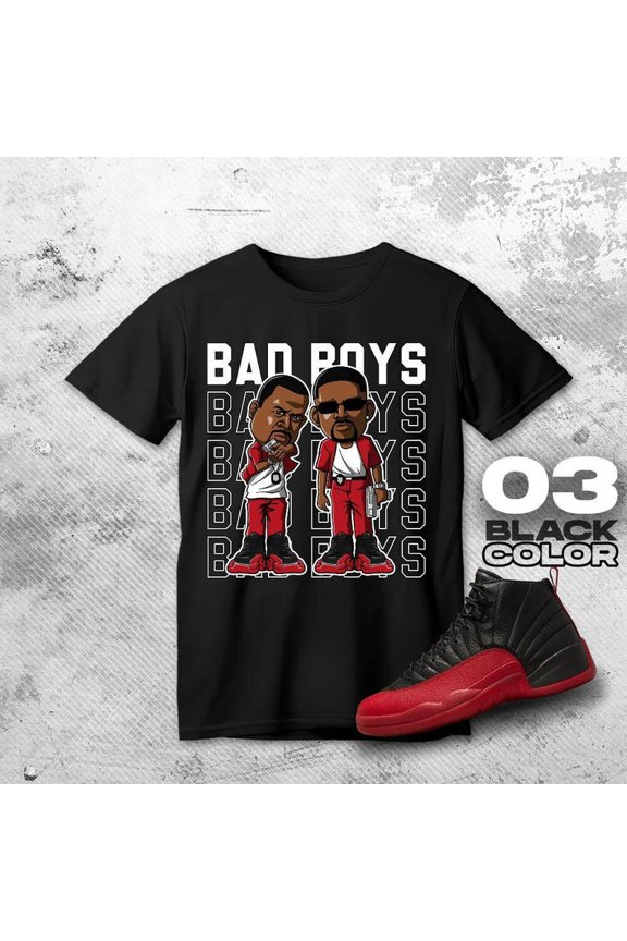 Flu Game Red Black BLACK T Shirt Match Bad boys