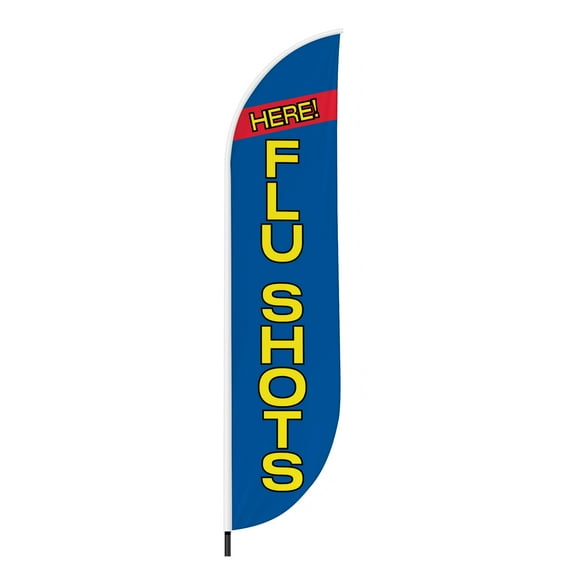 Flu Shots Feather Flag(11.5Feetx2.5Feet) By Dreamcontroller | Outdoor Business Advertising Tall Flag | Weather-Resistant Knitted Swooper Flag | Made In Usa | Hd Print (Flag Only)