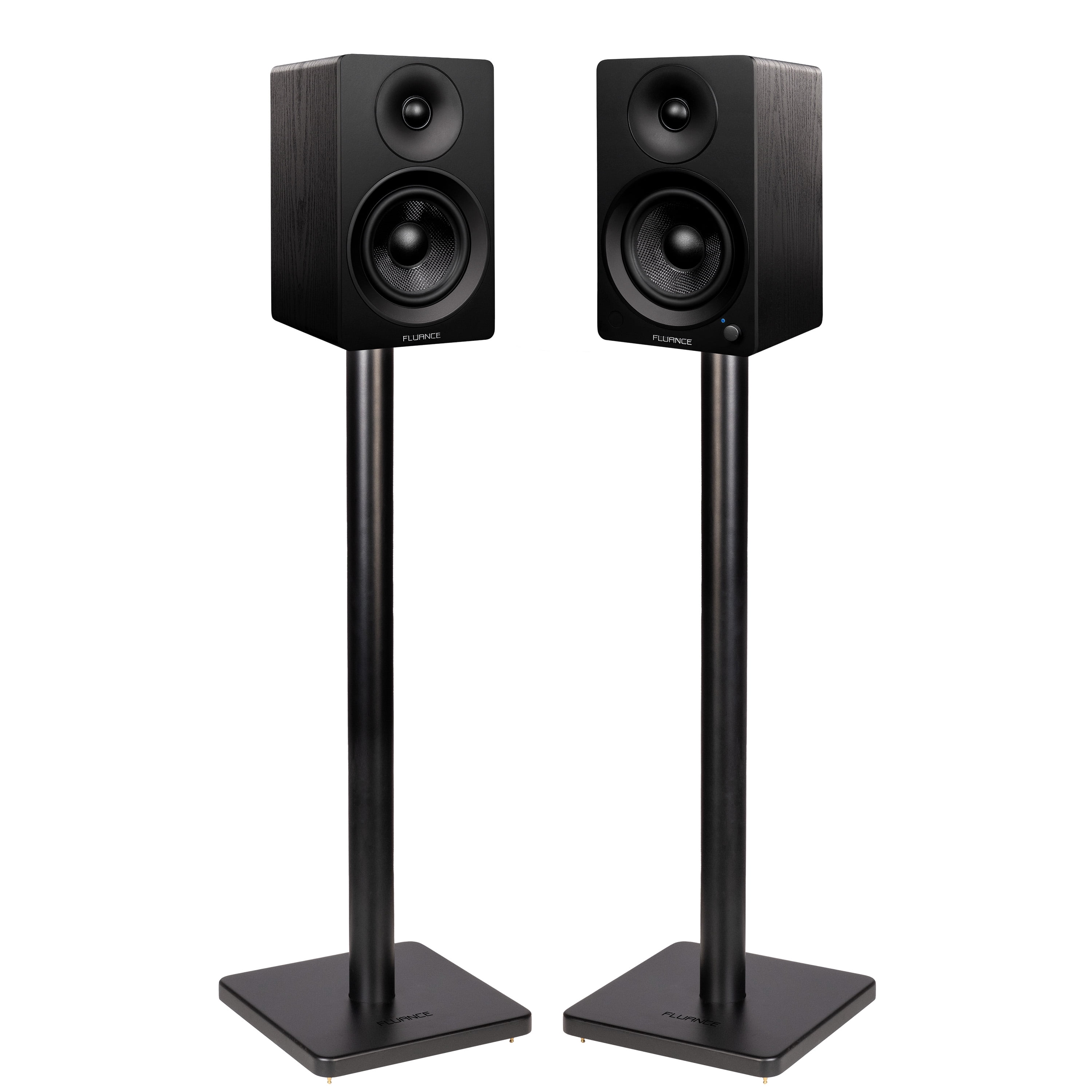 Fluance Ai41 Powered 2-Way 2.0 Stereo Bookshelf Speakers with Speaker Stands 5" Drivers 90W Amplifier for Turntable Bluetooth 5 Wireless Music Streaming with RCA Optical Subwoofer Out (Black Ash)