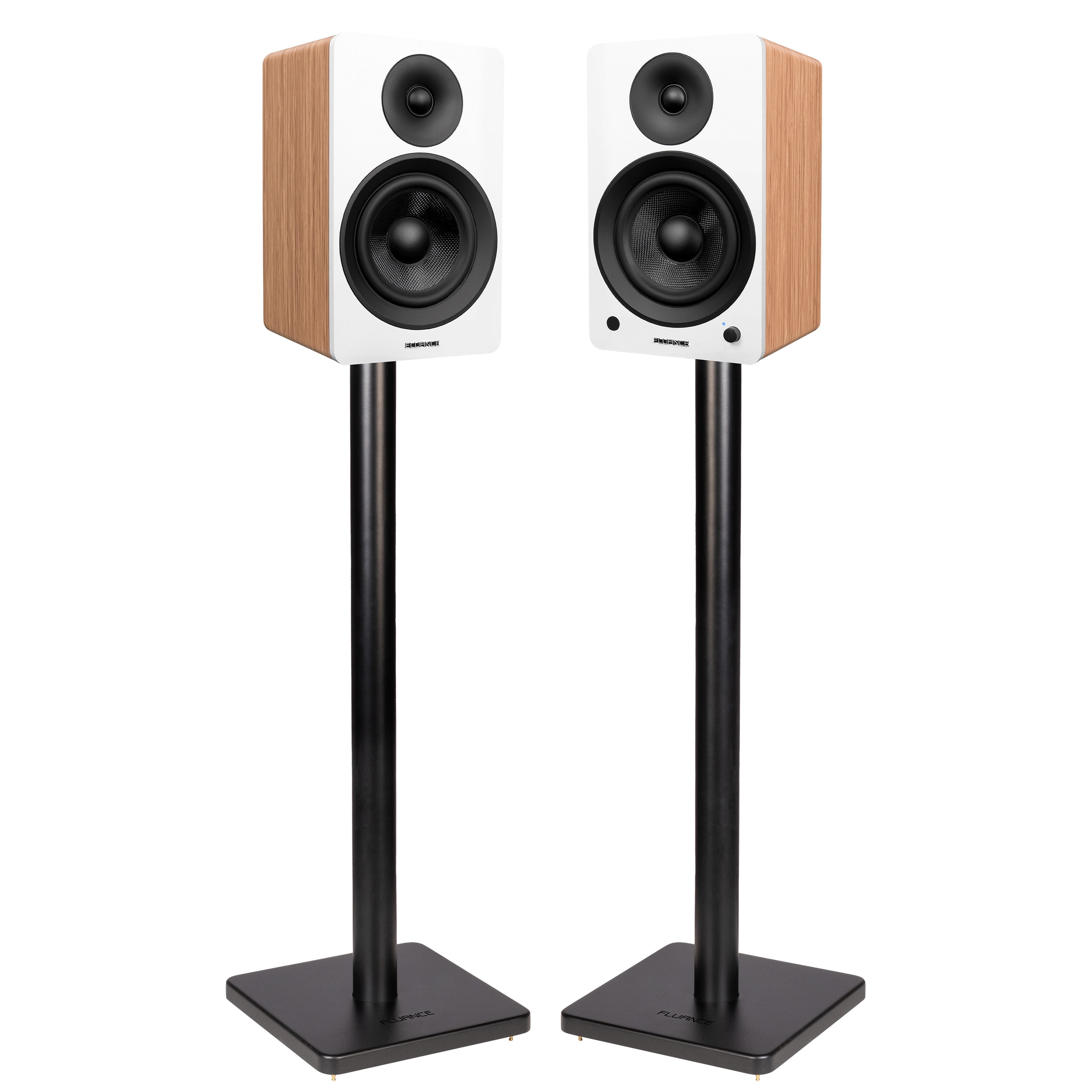 Fluance Ai61 Powered 2-Way 2.0 Stereo Bookshelf Speakers with Speaker Stands 6.5" Drivers 120W Amplifier for Turntable Bluetooth 5 Wireless Music Streaming - RCA Optical USB & Sub Out (Lucky Bamboo)