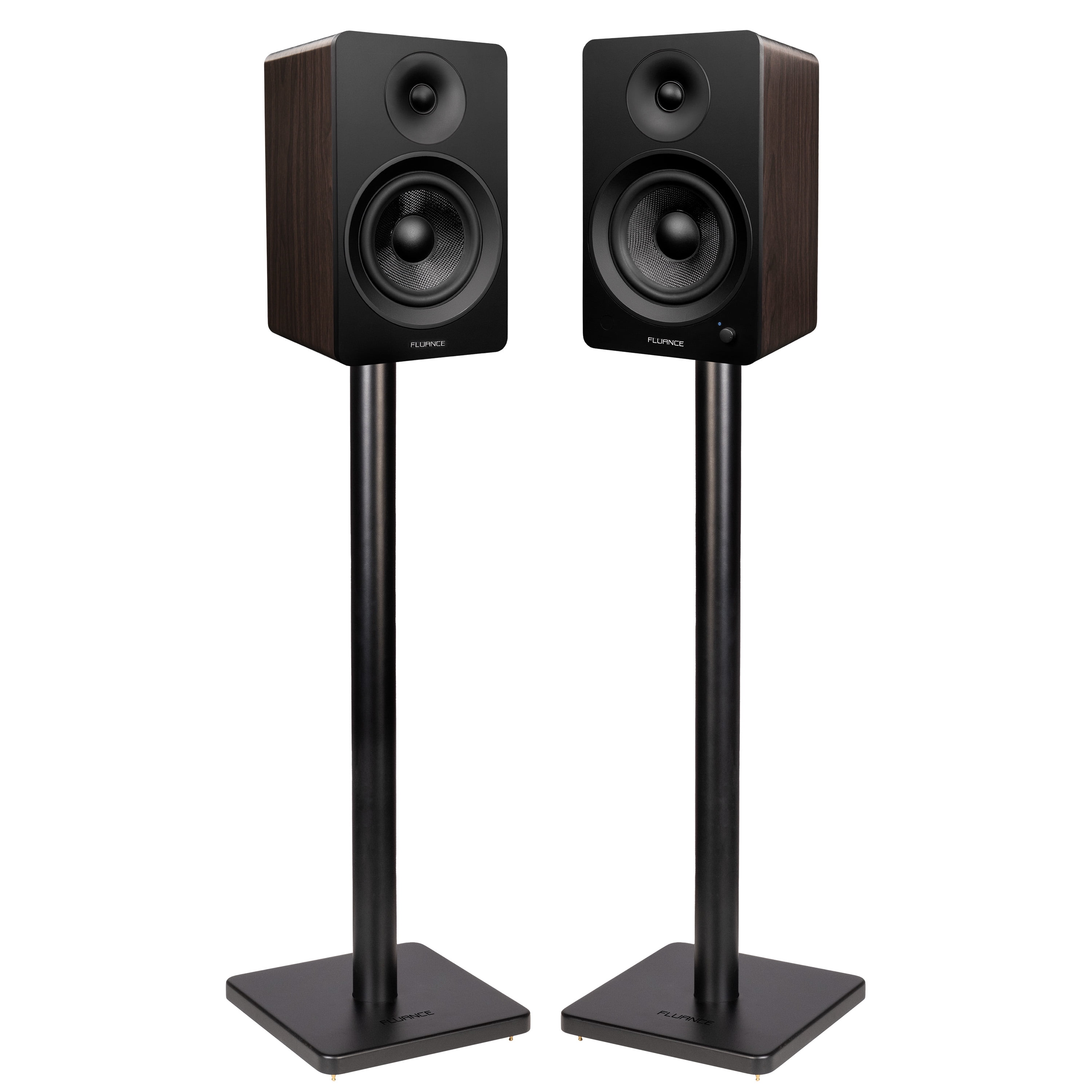 Fluance Ai61 Powered 2-Way 2.0 Stereo Bookshelf Speakers with Speaker Stands 6.5" Drivers 120W Amplifier for Turntable Bluetooth 5 Wireless Music Streaming - RCA Optical USB & Sub Out (Natural Walnut