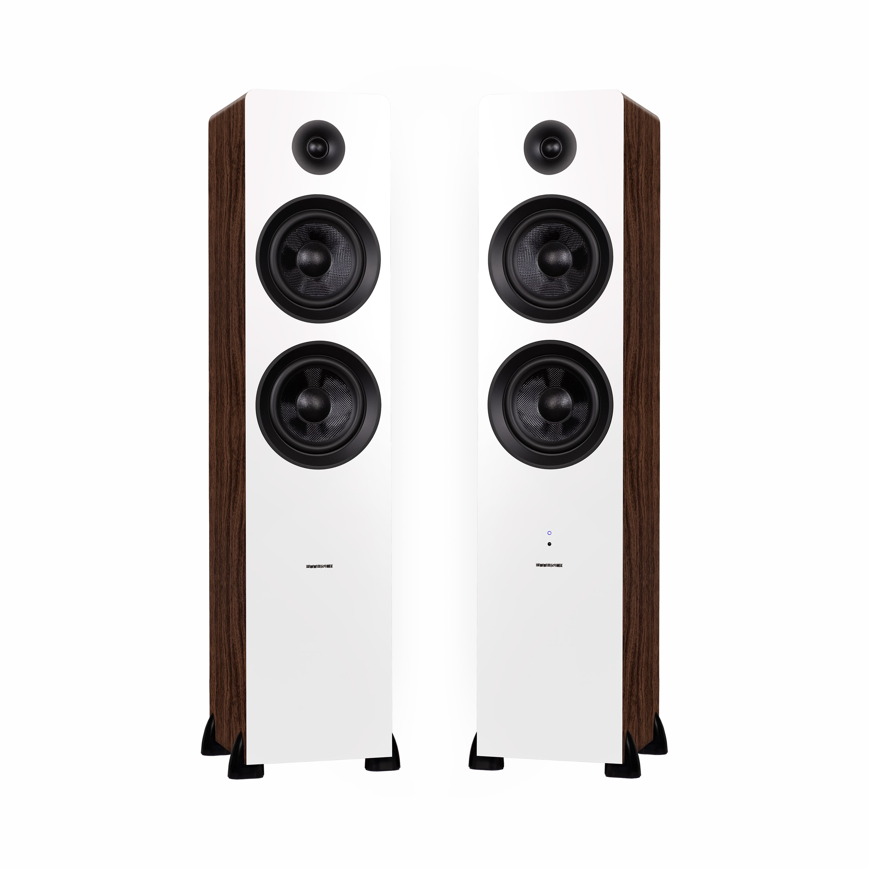 Fluance Ai81 Elite Powered 2-Way Floorstanding Tower Speakers, 150W Built-in Amplifier for 2.0 Stereo Music & Movie Listening, TV, Turntable, PC & Bluetooth - 2x RCA, Optical, Sub Out (White Walnut)