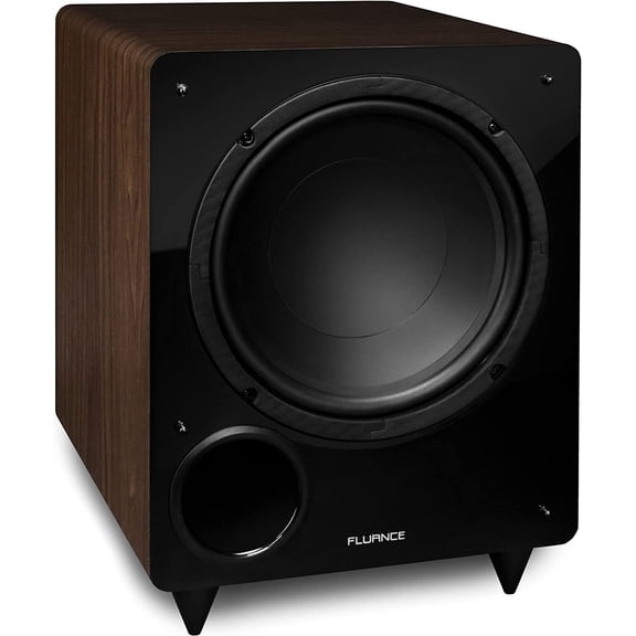 Fluance DB10W 10-inch Low Frequency Powered Subwoofer for Home Theater (Natural Walnut)