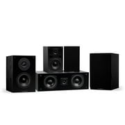 Fluance Elite High Definition Compact Surround Sound Home Theater 5.0 Channel Speaker System including 2-Way Bookshelf, Center Channel and Rear Surround Speakers - Black Ash SX50BC