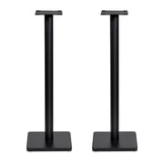 Fluance Floor Speaker Stands for Surround Sound and Bookshelf Speakers with Solid Construction, Adjustable Floor Spikes, Rubber Isolation Feet, Cable Management, Square Base - Matte Black/Pair SS05S