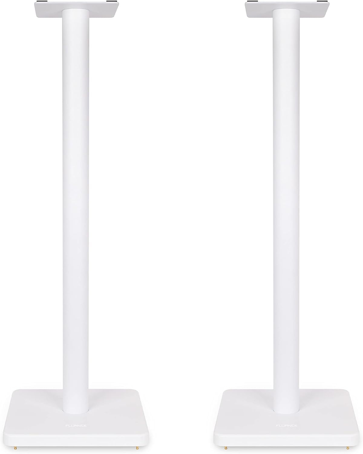 Matte White Metal Floor Speaker Stands with Cable Management
