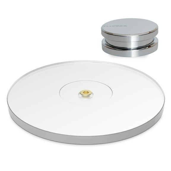 Fluance High Density Frosted Acrylic Platter For Fluance Reference Turntables RT82/RT83/RT84/RT85, includes HiFi Vinyl Record Weight 760 gram Steel LP Disc Stabilizer