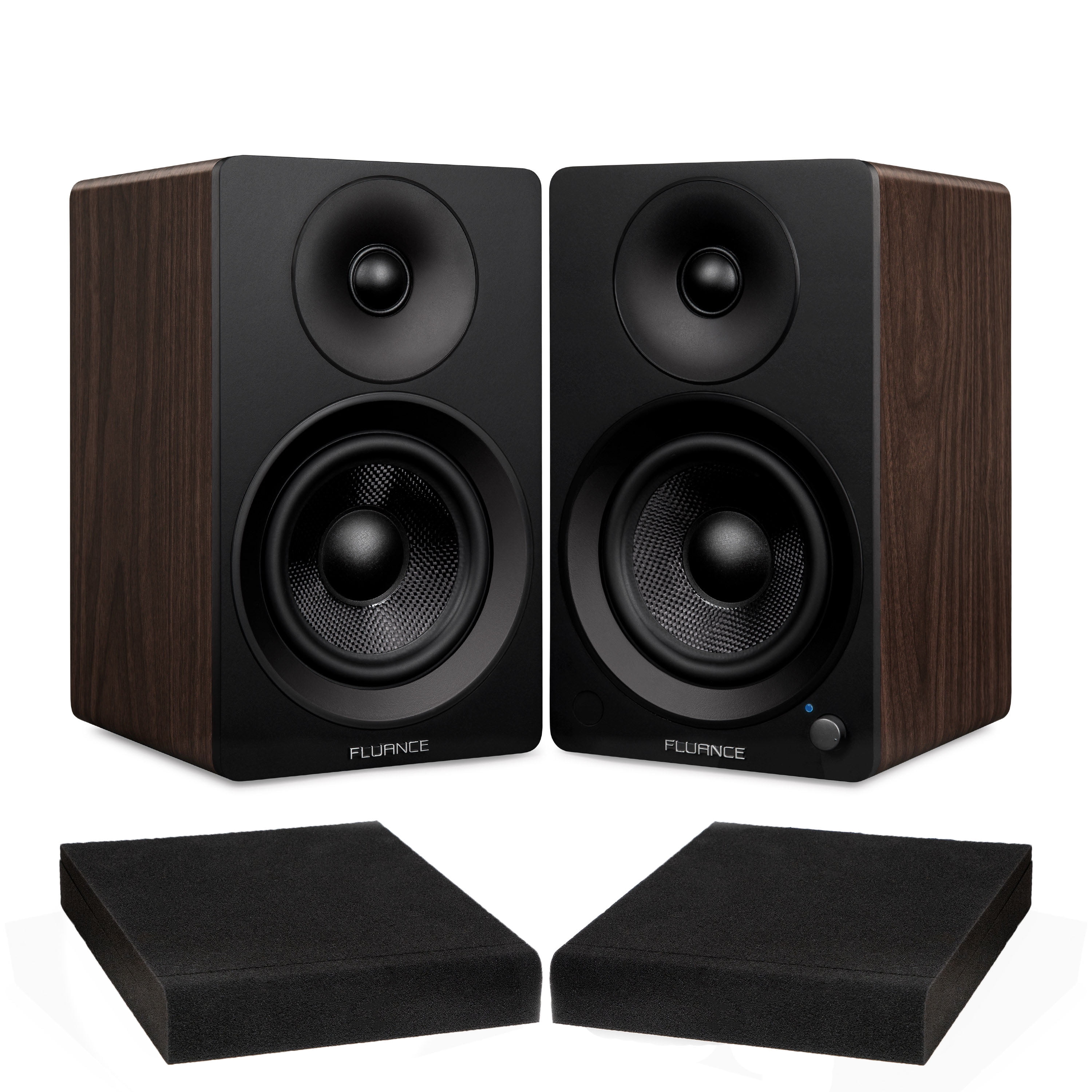 Fluance Powered 5 Stereo Bookshelf Speakers w High Density Foam Isolation Pads