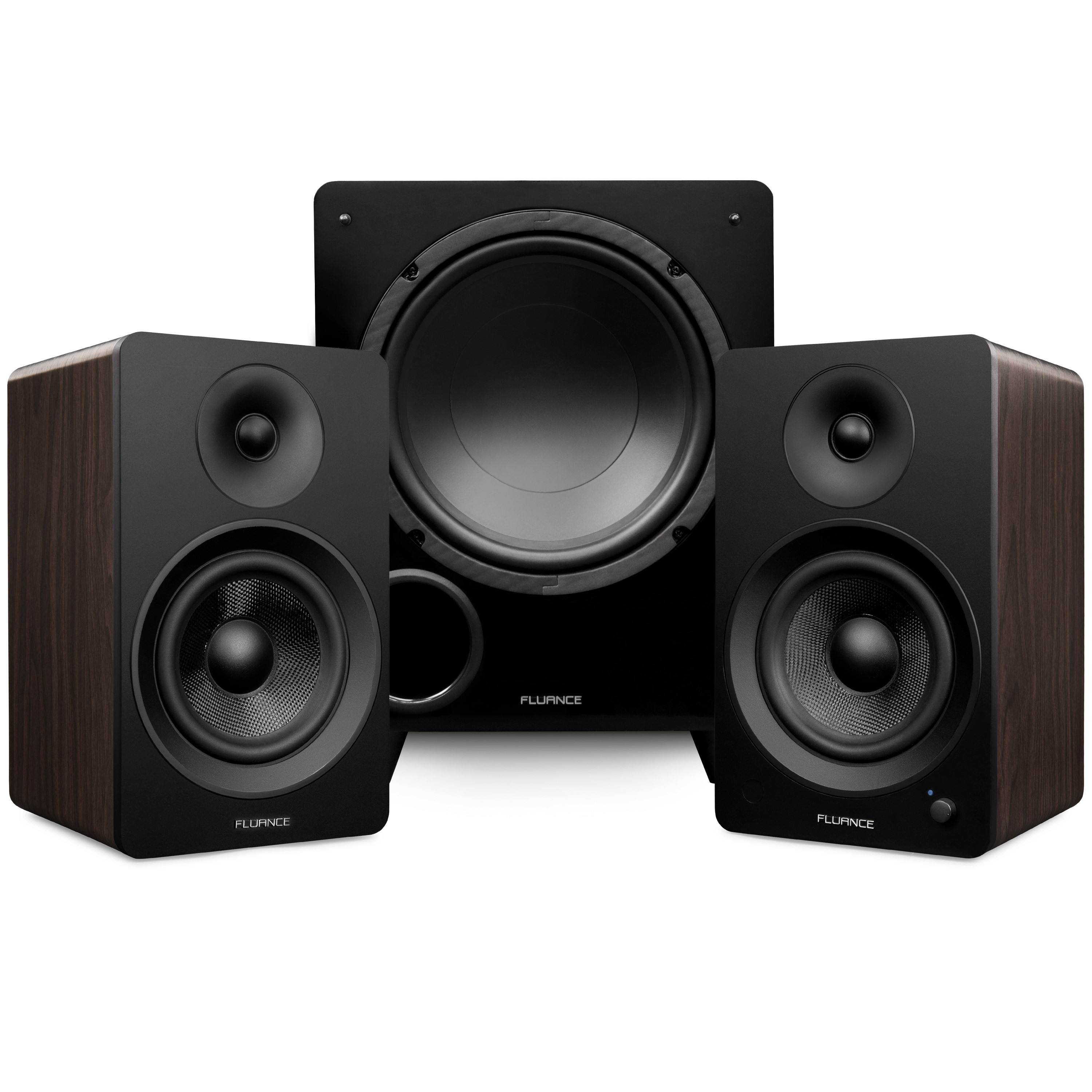 Fluance Powered 6.5" Bookshelf Speakers, 10" Powered Subwoofer, 15ft Sub Cable - image 1 of 10